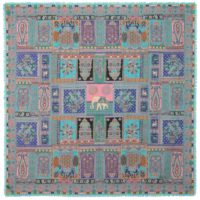 GARDEN MAP WOOL&SILK TURQUOISE SQUARE