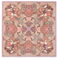 TOUCANS WOOL&SILK LAVENDER&CORAL SQUARE