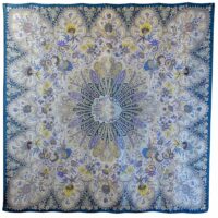 FEUX D'ART BLUE&SILVER SILK SATIN SQUARE