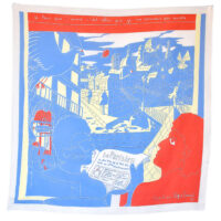 LE PARIS QUE J'AIME FOULARD COTON 64X64 BLEU ET BLANC ET ROUGE SQUARE