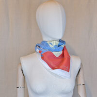 LE PARIS QUE J'AIME FOULARD COTON 64X64 BLEU ET BLANC ET ROUGE WRAP