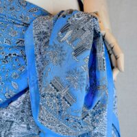 MARIAGE BLUE&ICE COTTON SHAWL DETAIL