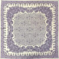 MARIAGE CREAM&LILAC COTTON SHAWL SQUARE