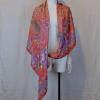 MARIAGE RED&TURQUOISE SILK JACQUARD WRAP